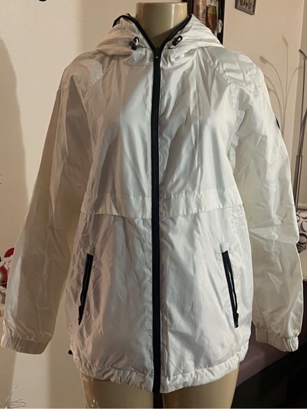 Michael Kors White Hooded Jacket with Black Trim